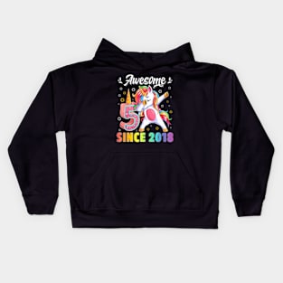 Awesome Dabbing Unicorn Birthday 5 Year Old Girl 5Th Kids Hoodie